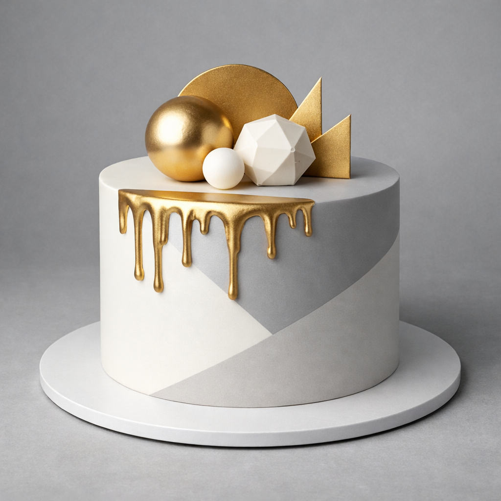 Nowoczesny tort minimalistyczny z geometrycznymi wzorami